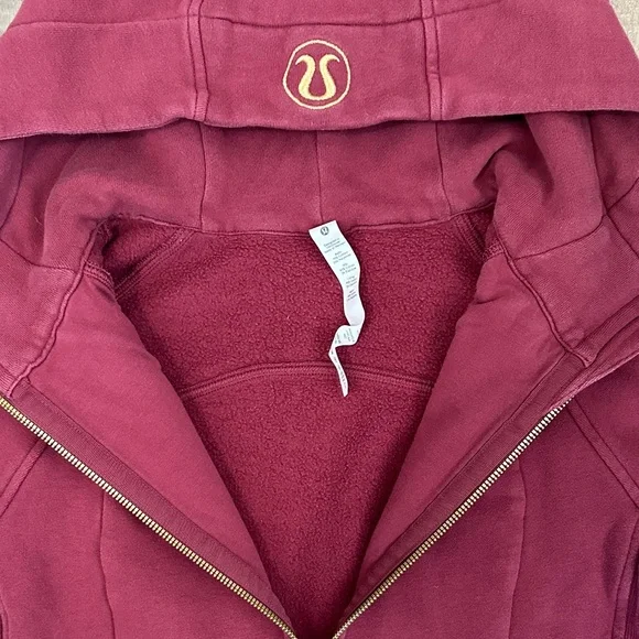 Burgundy & Gold lululemon scuba Zip-Up Hoodie size 6 - Picture 8 of 16